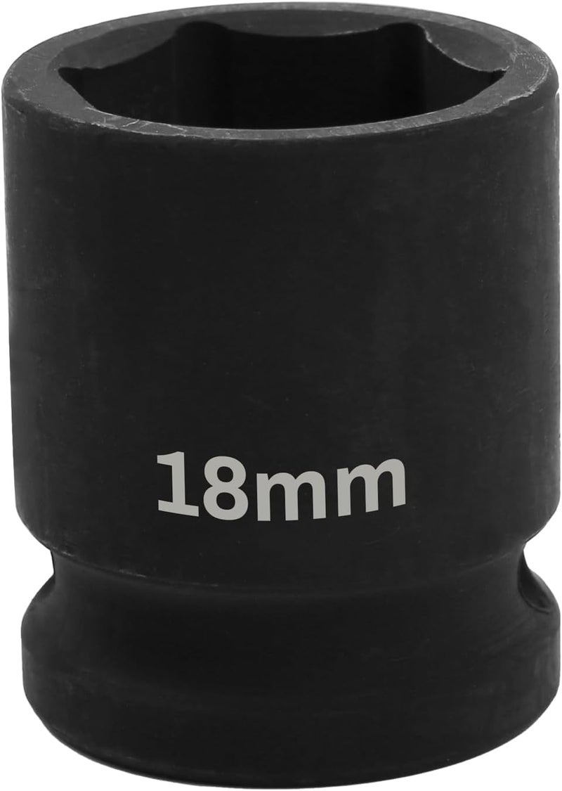 SUNKOO 1/2 Inch Drive 18mm Deep Impact Socket, CR-MO 6 Point Heavy Duty Metric Axle Nut Socket for Easy Removal of Axle and Wheel Hub Nuts - Image 1
